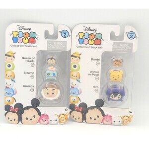 Disney Tsum Tsum Series 2 3 Figure Sets 2 Pack Lot Queen of Hearts Bambi New Sea